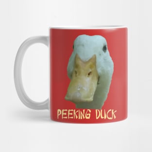Quirky Peeking Duck Face Over Punny Asian Text Mug
